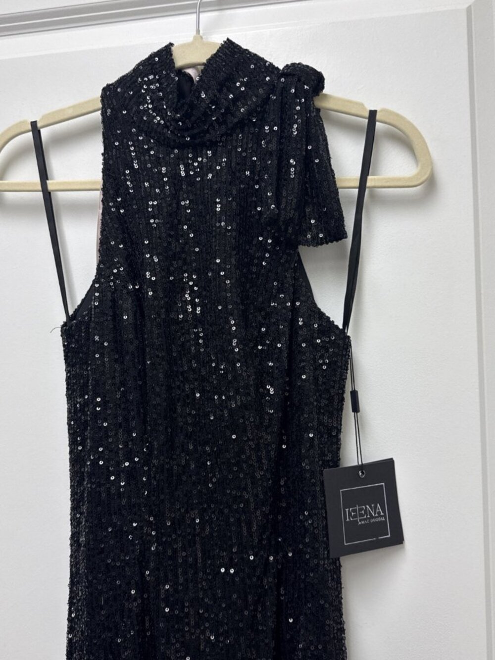 New MAC DUGGAL Size 2 Black 11280 SEQUINED HALTER NECK Bow Formal GOWN Dress NWT - Picture 5 of 11